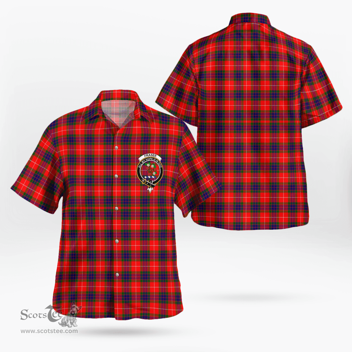 Scottish Fraser Clan Badge Tartan Hawaii Shirt Crest Tartan Plaid Shirt Scottish Plaid Tartan Plaid - ScotsTee - scotstee.com