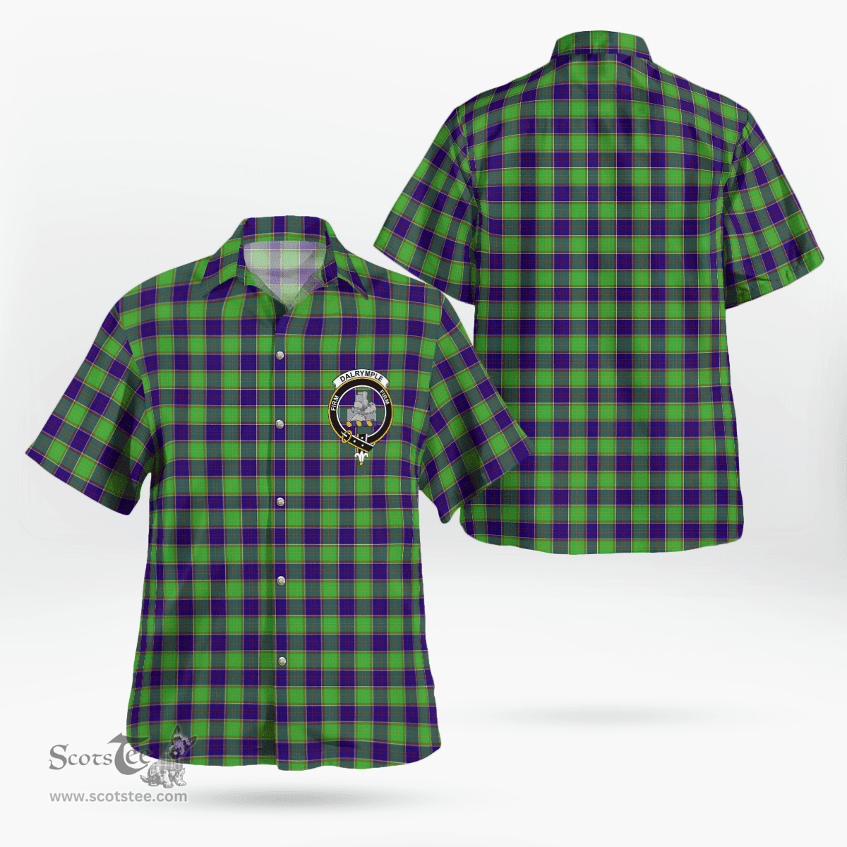 Scottish Dalrymple Clan Badge Tartan Hawaii Shirt Crest Tartan Plaid Shirt Scottish Plaid Tartan Plaid - ScotsTee - scotstee.com