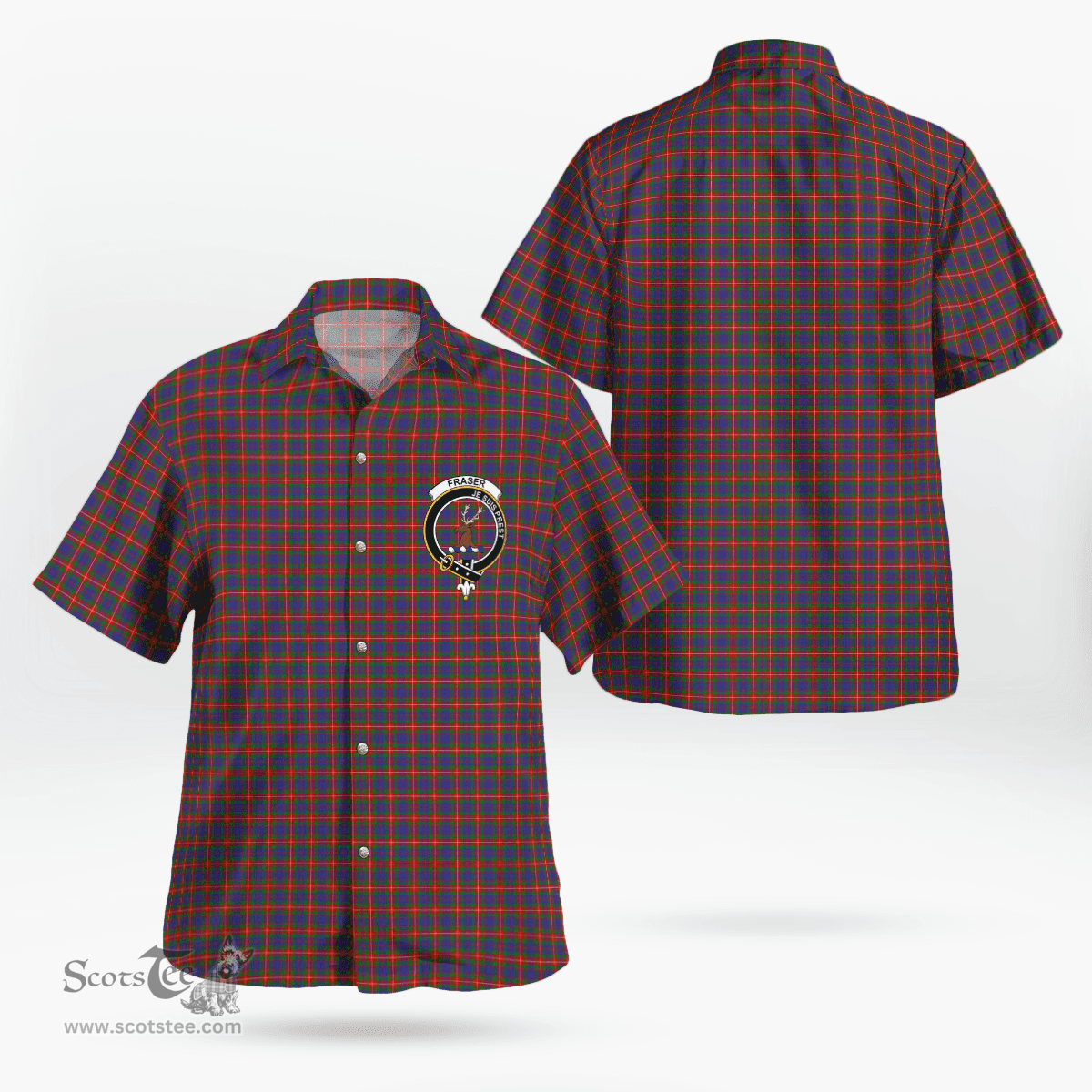 Scottish Fraser Of Lovat Clan Badge Tartan Hawaii Shirt Crest Tartan Plaid Shirt Scottish Plaid Tartan Plaid - ScotsTee - scotstee.com