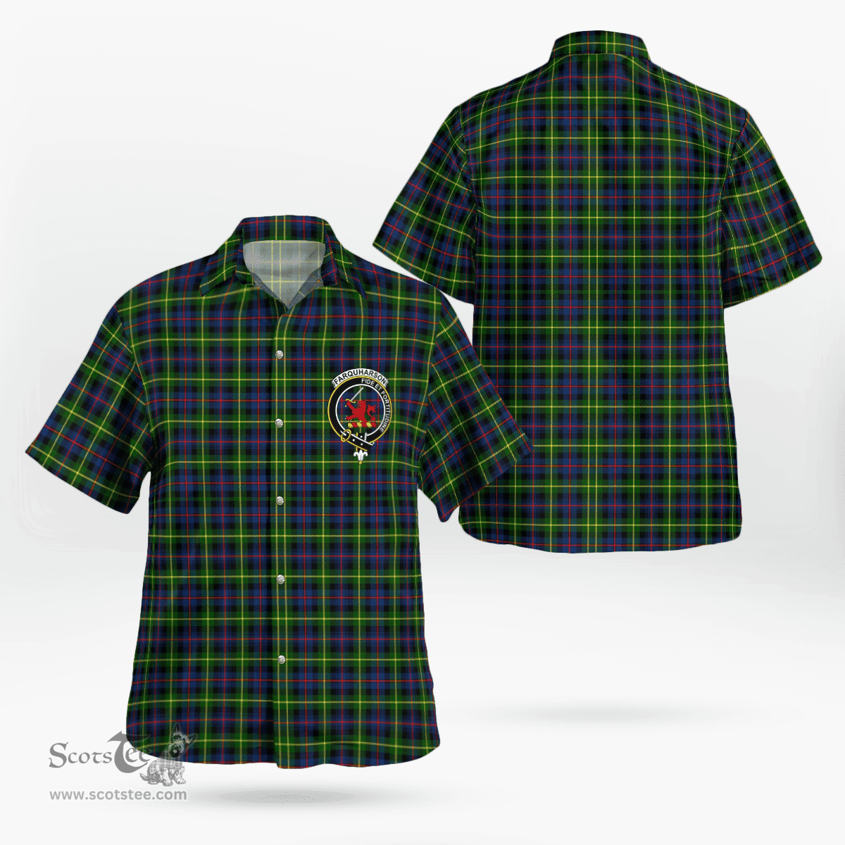 Scottish Farquharson Clan Badge Tartan Hawaii Shirt Crest Tartan Plaid Shirt Scottish Plaid Tartan Plaid - ScotsTee - scotstee.com