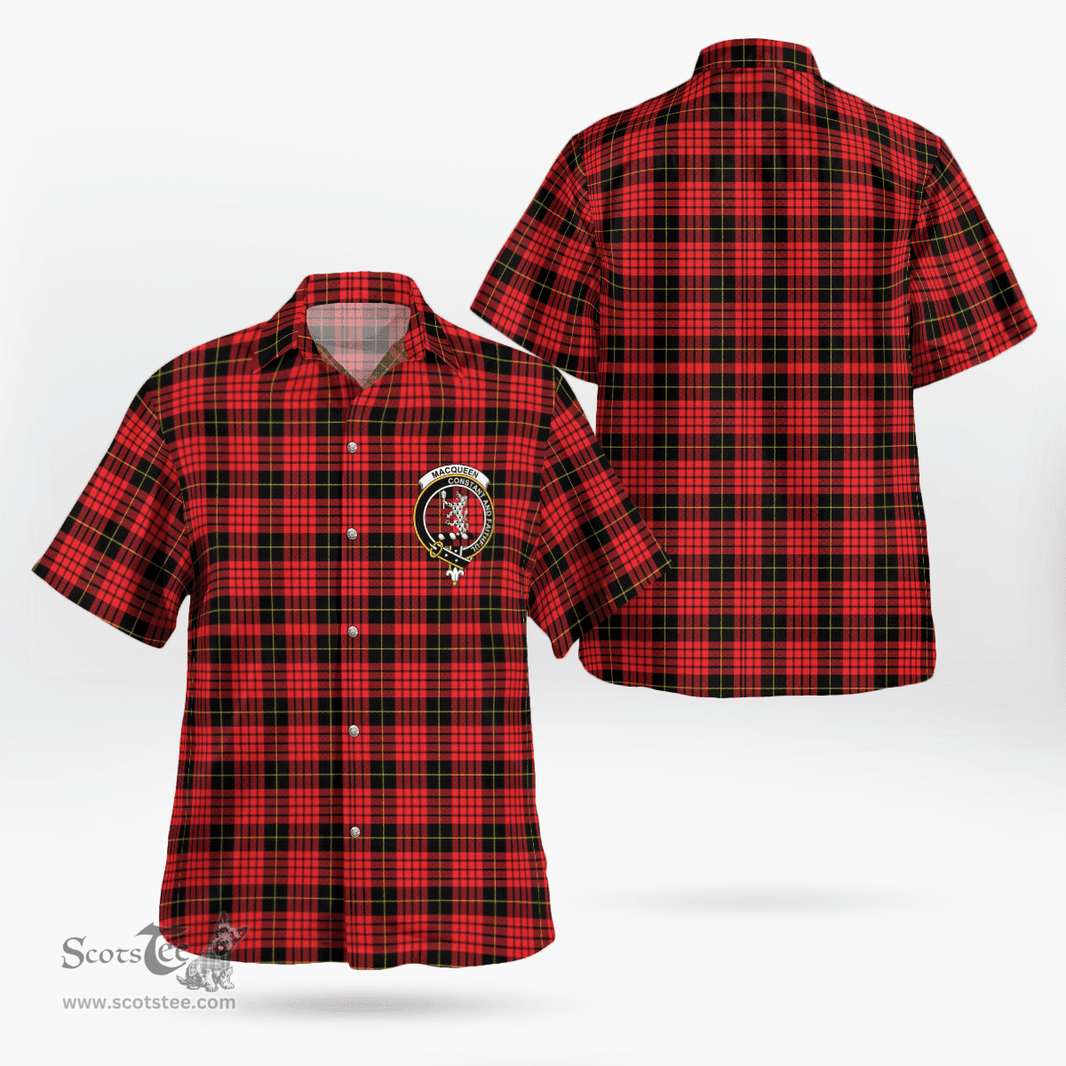 Scottish Macqueen Clan Badge Tartan Hawaii Shirt Crest Tartan Plaid Shirt Scottish Plaid Tartan Plaid - ScotsTee - scotstee.com