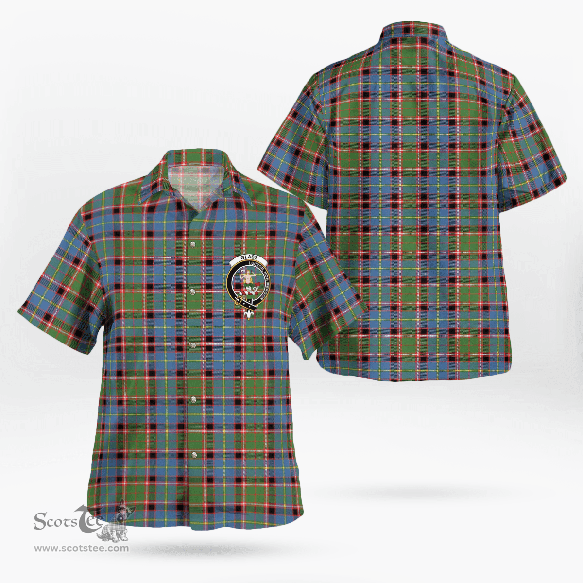 Scottish Glass Clan Badge Tartan Hawaii Shirt Crest Tartan Plaid Shirt Scottish Plaid Tartan Plaid - ScotsTee - scotstee.com