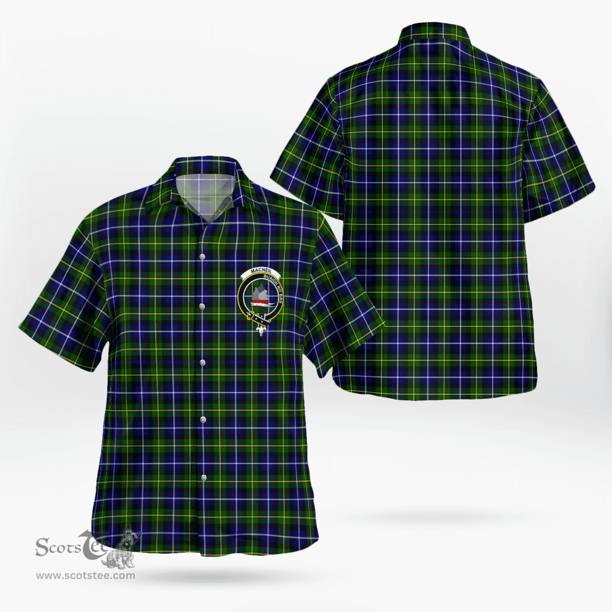 Scottish Macneil Of Barra Clan Badge Tartan Hawaii Shirt Crest Tartan Plaid Shirt Scottish Plaid Tartan Plaid - ScotsTee - scotstee.com