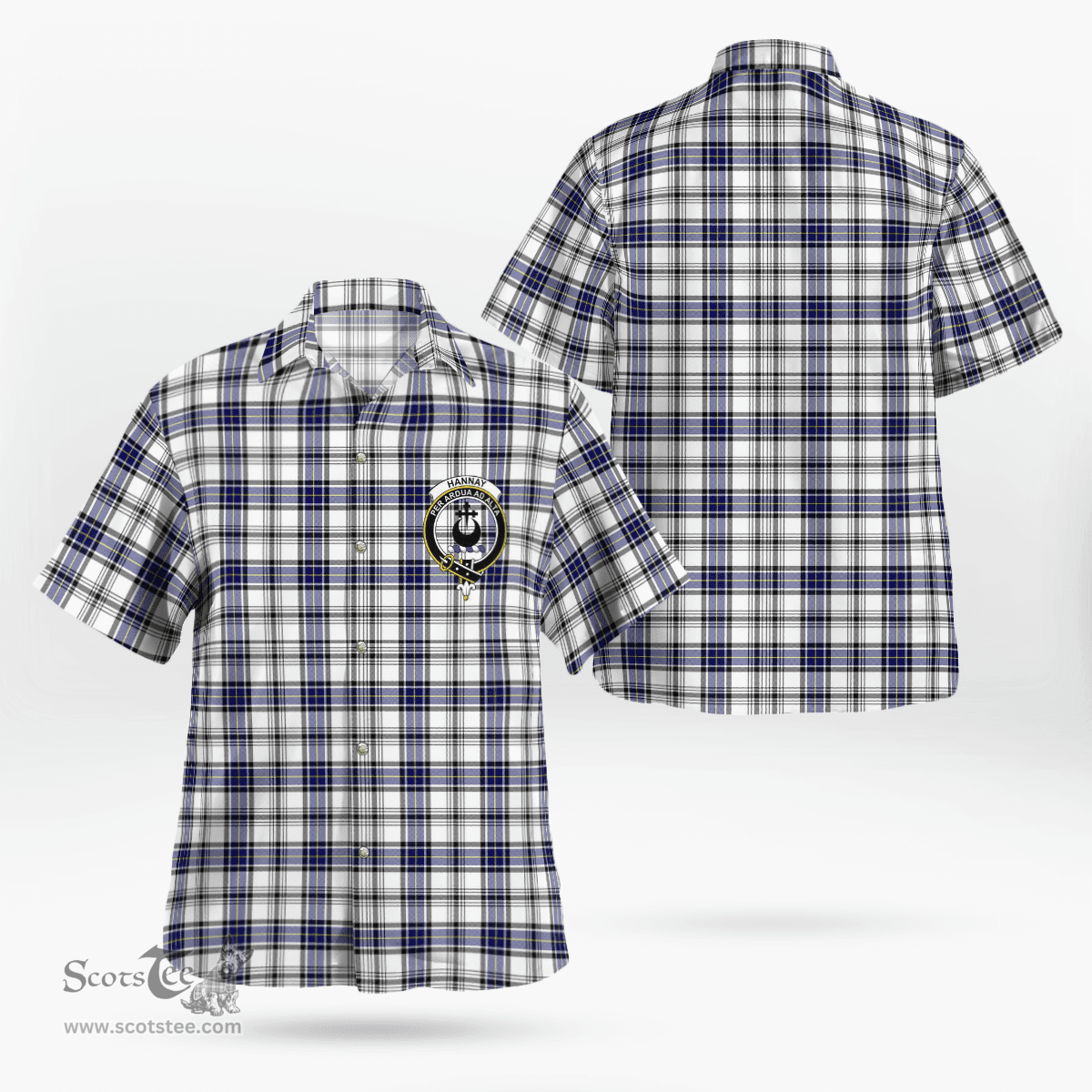 Scottish Hannay Clan Badge Tartan Hawaii Shirt Crest Tartan Plaid Shirt Scottish Plaid Tartan Plaid - ScotsTee - scotstee.com