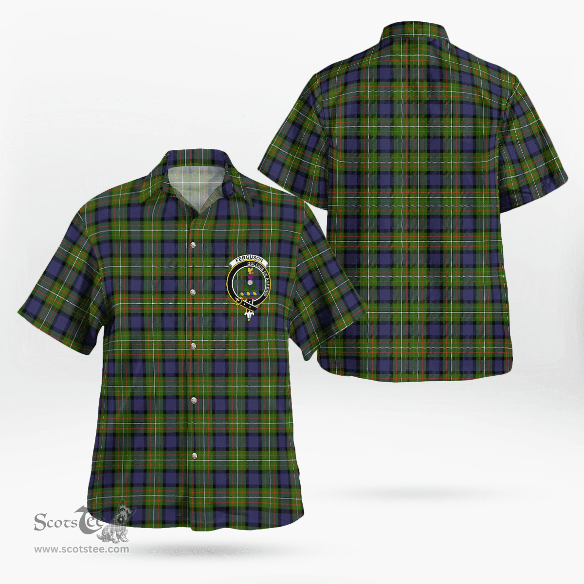 Scottish Ferguson Clan Badge Tartan Hawaii Shirt Crest Tartan Plaid Shirt Scottish Plaid Tartan Plaid - ScotsTee - scotstee.com