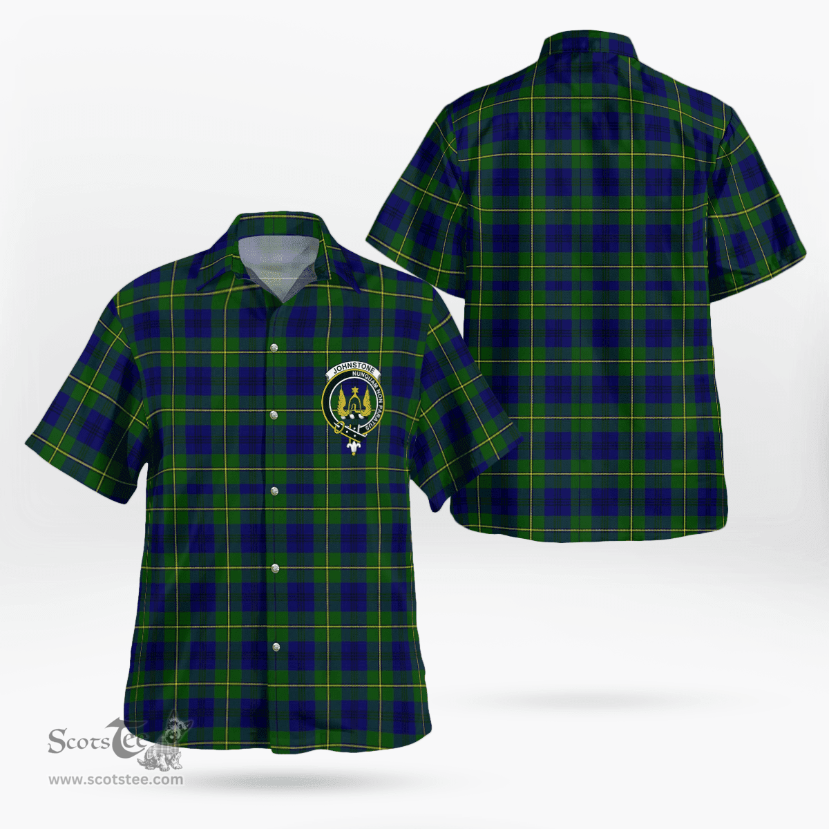 Scottish Johnstone Clan Badge Tartan Hawaii Shirt Crest Tartan Plaid Shirt Scottish Plaid Tartan Plaid - ScotsTee - scotstee.com