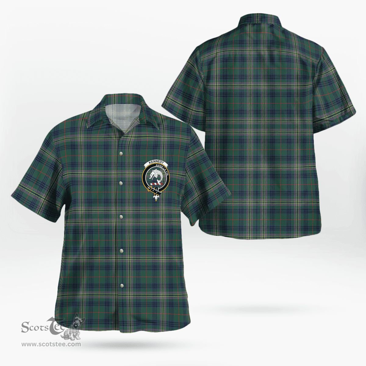 Scottish Kennedy Clan Badge Tartan Hawaii Shirt Crest Tartan Plaid Shirt Scottish Plaid Tartan Plaid - ScotsTee - scotstee.com