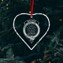 Scottish MacLeod Clan Crest Crystal Tartan Ornament - Tartan Christmas Ornaments ScotsTee Shop - Scottish Plaid - Tartan Plaid - Tartan Christmas Decor - ScotsTee.com