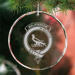 Scottish Walkinshaw Clan Crest Crystal Tartan Ornament - Tartan Christmas Ornaments ScotsTee Shop - Scottish Plaid - Tartan Plaid - Tartan Christmas Decor - ScotsTee.com