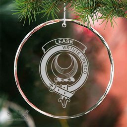 Scottish Leask Clan Crest Crystal Tartan Ornament - Tartan Christmas Ornaments ScotsTee Shop - Scottish Plaid - Tartan Plaid - Tartan Christmas Decor - ScotsTee.com