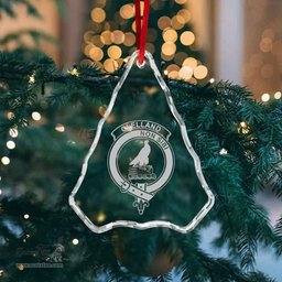 Scottish Clelland Clan Crest Crystal Tartan Ornament - Tartan Christmas Ornaments ScotsTee Shop - Scottish Plaid - Tartan Plaid - Tartan Christmas Decor - ScotsTee.com