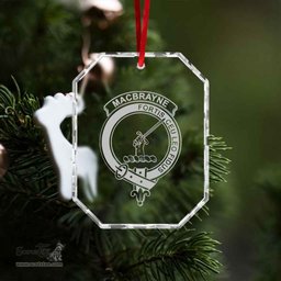 Scottish MacBrayne Clan Crest Crystal Tartan Ornament - Tartan Christmas Ornaments ScotsTee Shop - Scottish Plaid - Tartan Plaid - Tartan Christmas Decor - ScotsTee.com