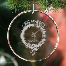 Scottish MacBrayne Clan Crest Crystal Tartan Ornament - Tartan Christmas Ornaments ScotsTee Shop - Scottish Plaid - Tartan Plaid - Tartan Christmas Decor - ScotsTee.com
