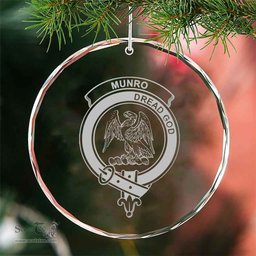 Scottish Munro Clan Crest Crystal Tartan Ornament - Tartan Christmas Ornaments ScotsTee Shop - Scottish Plaid - Tartan Plaid - Tartan Christmas Decor - ScotsTee.com