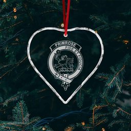 Scottish Primrose Clan Crest Crystal Tartan Ornament - Tartan Christmas Ornaments ScotsTee Shop - Scottish Plaid - Tartan Plaid - Tartan Christmas Decor - ScotsTee.com