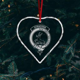 Scottish Strachan Clan Crest Crystal Tartan Ornament - Tartan Christmas Ornaments ScotsTee Shop - Scottish Plaid - Tartan Plaid - Tartan Christmas Decor - ScotsTee.com