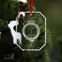 Scottish Mercer Clan Crest Crystal Tartan Ornament - Tartan Christmas Ornaments ScotsTee Shop - Scottish Plaid - Tartan Plaid - Tartan Christmas Decor - ScotsTee.com
