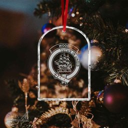 Scottish Wood Clan Crest Crystal Tartan Ornament - Tartan Christmas Ornaments ScotsTee Shop - Scottish Plaid - Tartan Plaid - Tartan Christmas Decor - ScotsTee.com