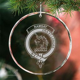Scottish Ramsay Clan Crest Crystal Tartan Ornament - Tartan Christmas Ornaments ScotsTee Shop - Scottish Plaid - Tartan Plaid - Tartan Christmas Decor - ScotsTee.com