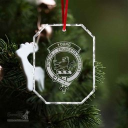 Scottish Young Clan Crest Crystal Tartan Ornament - Tartan Christmas Ornaments ScotsTee Shop - Scottish Plaid - Tartan Plaid - Tartan Christmas Decor - ScotsTee.com