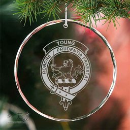 Scottish Young Clan Crest Crystal Tartan Ornament - Tartan Christmas Ornaments ScotsTee Shop - Scottish Plaid - Tartan Plaid - Tartan Christmas Decor - ScotsTee.com
