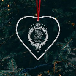 Scottish Muir Clan Crest Crystal Tartan Ornament - Tartan Christmas Ornaments ScotsTee Shop - Scottish Plaid - Tartan Plaid - Tartan Christmas Decor - ScotsTee.com