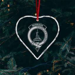 Scottish Morrison Clan Crest Crystal Tartan Ornament - Tartan Christmas Ornaments ScotsTee Shop - Scottish Plaid - Tartan Plaid - Tartan Christmas Decor - ScotsTee.com
