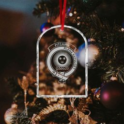 Scottish Pitcairn Clan Crest Crystal Tartan Ornament - Tartan Christmas Ornaments ScotsTee Shop - Scottish Plaid - Tartan Plaid - Tartan Christmas Decor - ScotsTee.com