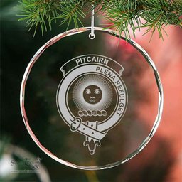 Scottish Pitcairn Clan Crest Crystal Tartan Ornament - Tartan Christmas Ornaments ScotsTee Shop - Scottish Plaid - Tartan Plaid - Tartan Christmas Decor - ScotsTee.com