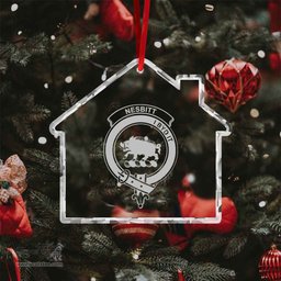 Scottish Nesbitt Clan Crest Crystal Tartan Ornament - Tartan Christmas Ornaments ScotsTee Shop - Scottish Plaid - Tartan Plaid - Tartan Christmas Decor - ScotsTee.com