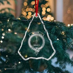 Scottish Shaw (of Tordarroch) Clan Crest Crystal Tartan Ornament - Tartan Christmas Ornaments ScotsTee Shop - Scottish Plaid - Tartan Plaid - Tartan Christmas Decor - ScotsTee.com