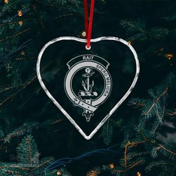 Scottish Rait Clan Crest Crystal Tartan Ornament - Tartan Christmas Ornaments ScotsTee Shop - Scottish Plaid - Tartan Plaid - Tartan Christmas Decor - ScotsTee.com