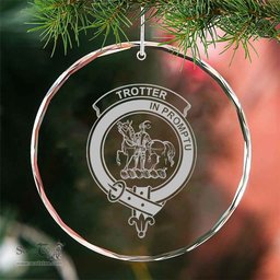 Scottish Trotter Clan Crest Crystal Tartan Ornament - Tartan Christmas Ornaments ScotsTee Shop - Scottish Plaid - Tartan Plaid - Tartan Christmas Decor - ScotsTee.com