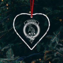Scottish Monteith Clan Crest Crystal Tartan Ornament - Tartan Christmas Ornaments ScotsTee Shop - Scottish Plaid - Tartan Plaid - Tartan Christmas Decor - ScotsTee.com