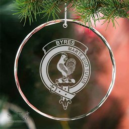 Scottish Byres Clan Crest Crystal Tartan Ornament - Tartan Christmas Ornaments ScotsTee Shop - Scottish Plaid - Tartan Plaid - Tartan Christmas Decor - ScotsTee.com