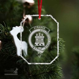 Scottish Strange (or Strang) Clan Crest Crystal Tartan Ornament - Tartan Christmas Ornaments ScotsTee Shop - Scottish Plaid - Tartan Plaid - Tartan Christmas Decor - ScotsTee.com