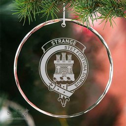 Scottish Strange (or Strang) Clan Crest Crystal Tartan Ornament - Tartan Christmas Ornaments ScotsTee Shop - Scottish Plaid - Tartan Plaid - Tartan Christmas Decor - ScotsTee.com