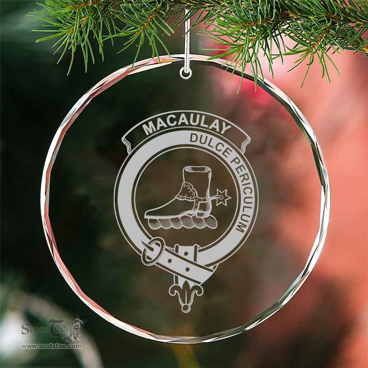 Scottish MacAulay Clan Crest Crystal Tartan Ornament - Tartan Christmas Ornaments ScotsTee Shop - Scottish Plaid - Tartan Plaid - Tartan Christmas Decor - ScotsTee.com