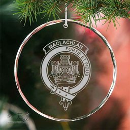 Scottish MacLachlan Clan Crest Crystal Tartan Ornament - Tartan Christmas Ornaments ScotsTee Shop - Scottish Plaid - Tartan Plaid - Tartan Christmas Decor - ScotsTee.com