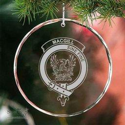 Scottish MacGill (Makgill) Clan Crest Crystal Tartan Ornament - Tartan Christmas Ornaments ScotsTee Shop - Scottish Plaid - Tartan Plaid - Tartan Christmas Decor - ScotsTee.com