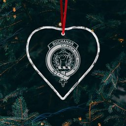 Scottish Buchanan Clan Crest Crystal Tartan Ornament - Tartan Christmas Ornaments ScotsTee Shop - Scottish Plaid - Tartan Plaid - Tartan Christmas Decor - ScotsTee.com