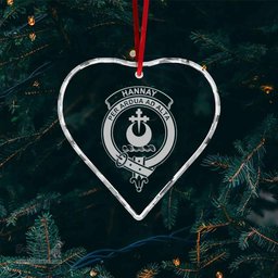 Scottish Hannay Clan Crest Crystal Tartan Ornament - Tartan Christmas Ornaments ScotsTee Shop - Scottish Plaid - Tartan Plaid - Tartan Christmas Decor - ScotsTee.com