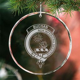 Scottish Buchan Clan Crest Crystal Tartan Ornament - Tartan Christmas Ornaments ScotsTee Shop - Scottish Plaid - Tartan Plaid - Tartan Christmas Decor - ScotsTee.com