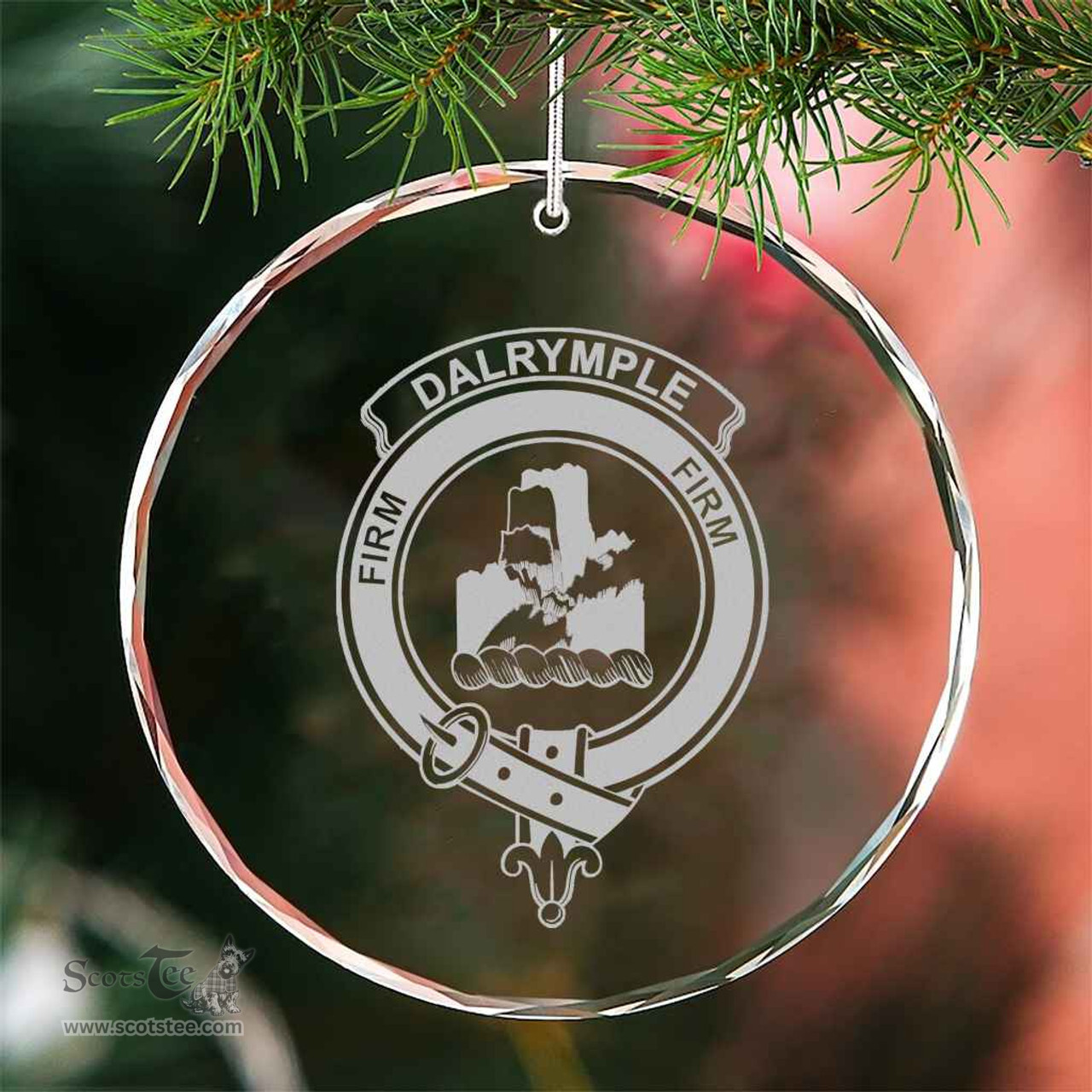 Scottish Dalrymple Clan Crest Crystal Tartan Ornament - Tartan Christmas Ornaments ScotsTee Shop - Scottish Plaid - Tartan Plaid - Tartan Christmas Decor - ScotsTee.com