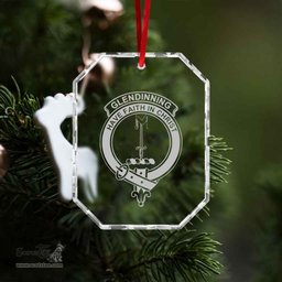 Scottish Glendinning Clan Crest Crystal Tartan Ornament - Tartan Christmas Ornaments ScotsTee Shop - Scottish Plaid - Tartan Plaid - Tartan Christmas Decor - ScotsTee.com