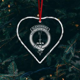 Scottish Glendinning Clan Crest Crystal Tartan Ornament - Tartan Christmas Ornaments ScotsTee Shop - Scottish Plaid - Tartan Plaid - Tartan Christmas Decor - ScotsTee.com