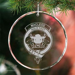 Scottish MacLeod of Lewis Clan Crest Crystal Tartan Ornament - Tartan Christmas Ornaments ScotsTee Shop - Scottish Plaid - Tartan Plaid - Tartan Christmas Decor - ScotsTee.com
