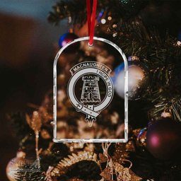 Scottish MacNaughten Clan Crest Crystal Tartan Ornament - Tartan Christmas Ornaments ScotsTee Shop - Scottish Plaid - Tartan Plaid - Tartan Christmas Decor - ScotsTee.com