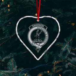 Scottish Davidson Clan Crest Crystal Tartan Ornament - Tartan Christmas Ornaments ScotsTee Shop - Scottish Plaid - Tartan Plaid - Tartan Christmas Decor - ScotsTee.com