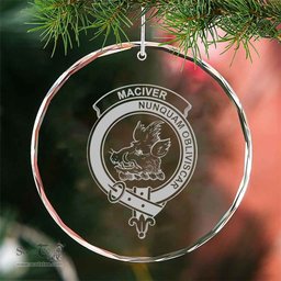 Scottish MacIver Clan Crest Crystal Tartan Ornament - Tartan Christmas Ornaments ScotsTee Shop - Scottish Plaid - Tartan Plaid - Tartan Christmas Decor - ScotsTee.com